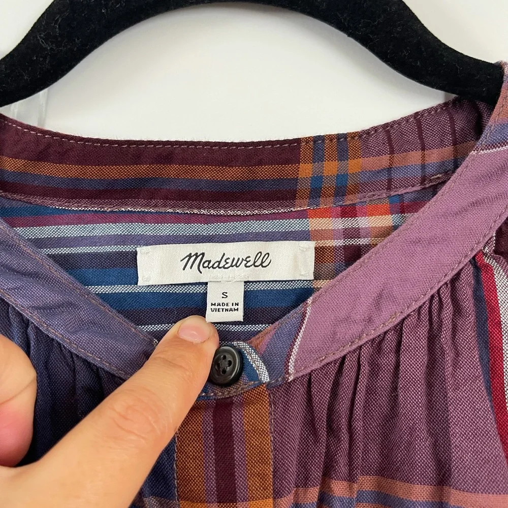 Madewell plaid peasant top_6